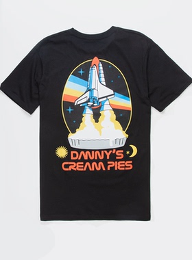 danny's cream ples Danny 的奶油蛋糕太空火箭发射卡通黑白短袖