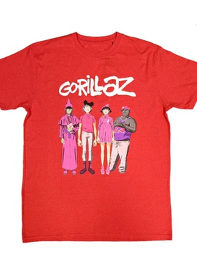 Gorillaz街头霸王英国虚拟乐队朋克摇滚音乐纯棉宽松直喷短袖T恤