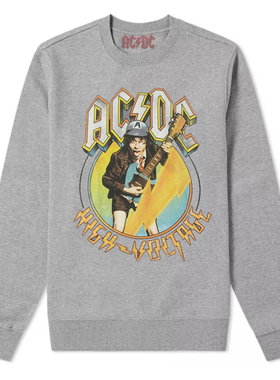 ACDC乐队摇滚欧美复古宽松重磅黑色白色休闲男女秋冬直喷圆领卫衣