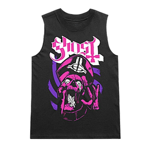 夏季Ghost幽灵摇滚乐队重金属暗黑美式高街潮牌无袖纯棉直喷T恤男