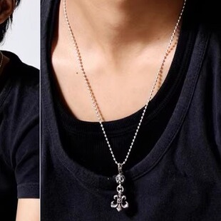 925纯银鸢尾花童军花吊坠复古潮流男女挂坠吊牌项坠