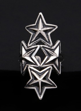 牌克罗实心潮流cody925纯银轻奢复古五角星情侣男女戒指尾戒指环