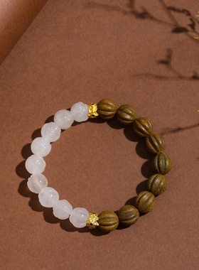 净心莲花香珠手链女生礼物温柔复古荔枝白玛瑙好运聚财龙年手串