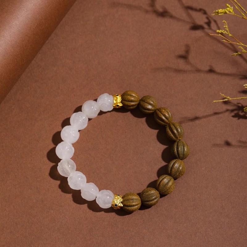 沉香净心莲花手链荔枝白玛瑙好运聚财手串女生节日礼物