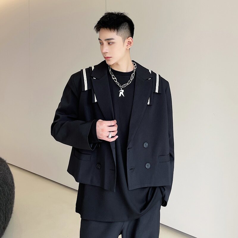 2025新款青年休闲炸街西服潮流设计感通勤职业风外套男1822-P135,男装西服,电商A345
