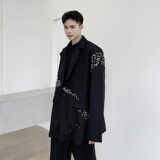 21年春季原创新款青春潮流亮片拼接西服穿绳外套A345-1607-P135，男装西服，电商A345