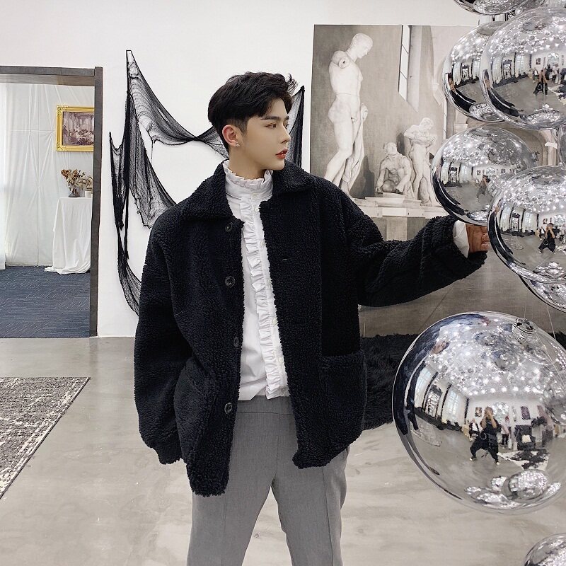 冬季冰岛绒大衣加厚翻领男女毛毛外套上衣A345-1017-P140,女装短外套,电商A345