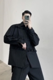 2025秋季新款褶皱复古华丽廓形方领长袖衬衣A345-1208-P75，男装衬衫，电商A345
