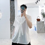 夏季超薄男白衬衣胸前飘带设计小众百搭燕尾上衣A345-1202-P65，男装衬衫，电商A345