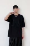 原创夏季新款圆领黑色织带铆钉装饰t恤休闲男潮半袖A345-1805-P55，男装T恤，电商A345