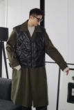 冬季休闲军绿长款大衣拼黑色棉马甲二件套韩版潮男A345-1606-P225，女装马甲，电商A345