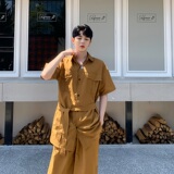 夏季时尚定制纯棉气质衬衣短裤套腰带束腰男韩版A345-1089-特P85，男装牛仔裤，电商A345