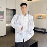 秋新品学院风休闲衬衫男韩版设计个性潮流免烫衬衣A345-1815-P85，男装衬衫，电商A345