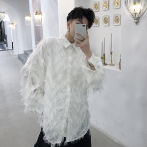 个性气质立体羽毛长袖衬衣男女可穿A345-1051-P75图片