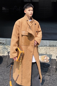 2025冬季设计感羊绒驼色大衣男中长款休闲宽松风衣A345-1856-P165图片