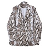 秋冬新品西服皮衣男韩版百搭青年翻领蛇皮外套潮A345-1123-P135，男装西服，电商A345