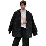 冬季加厚加棉暗格韩版呢料中长款大衣A345-1025-P135，男装毛呢大衣，电商A345