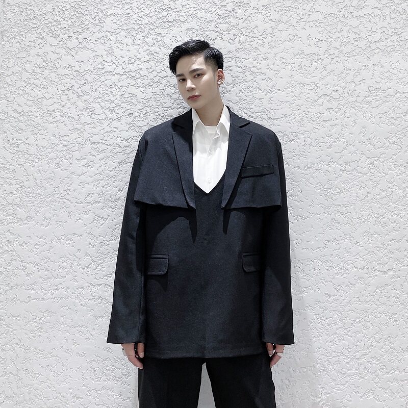 新款超短长袖西服马甲二件套男潮牌A345-137-P135,男装西服,电商A345