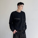 秋季多口袋圆领套头宽松长袖T恤男韩版帅气个性卫衣A345-1982-P70，男装T恤，电商A345