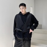 秋季新款连帽宽松卫衣马甲二件套长袖纯色上衣男潮A345-1817-P95，男装背心/马甲，电商A345