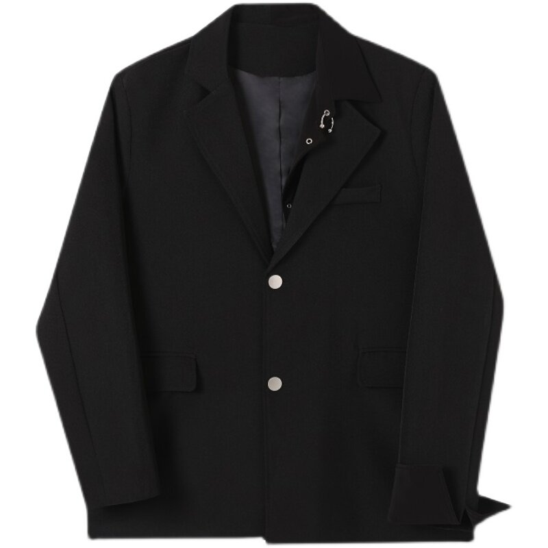 新款假二件不对称金属环休闲复古长袖西服男春秋A345-1870-P135,男装西服,电商A345