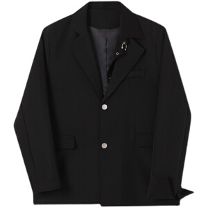 新款假二件不对称金属环休闲复古长袖西服男春秋A345-1870-P135图片