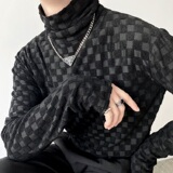 秋冬季精梳棉男士纯色长袖T恤高领打底衫潮流卫衣A345-1827-P75，男装T恤，电商A345