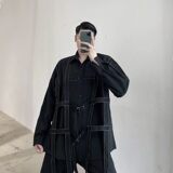 暗黑捆绑设计明线走线长袖衬衣设计感小众宽松男女可穿1209-P85，男装衬衫，电商A345