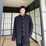 新中式纽扣设计垫肩立领长袖宽松西服风复古外套1921P135，男装西服，电商A345