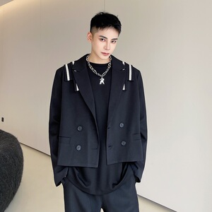2025新款青年休闲炸街西服潮流设计感通勤职业风外套男1822-P135,黄皮西服怎么搭配图片