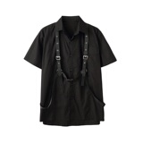 原宿风暗黑绑带机能风韩版宽松休闲短袖情侣上衣A345-1205-P80，男装T恤，电商A345