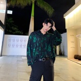 2025春秋季男士个性印花长袖衬衣休闲时尚衬衫潮A345-1156-P75，男装衬衫，电商A345