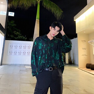 2025春秋季男士个性印花长袖衬衣休闲时尚衬衫潮A345-1156-P75图片