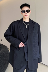 红炸街西服外套男高级感黑色上衣设计感小众A345-1823-P135图片