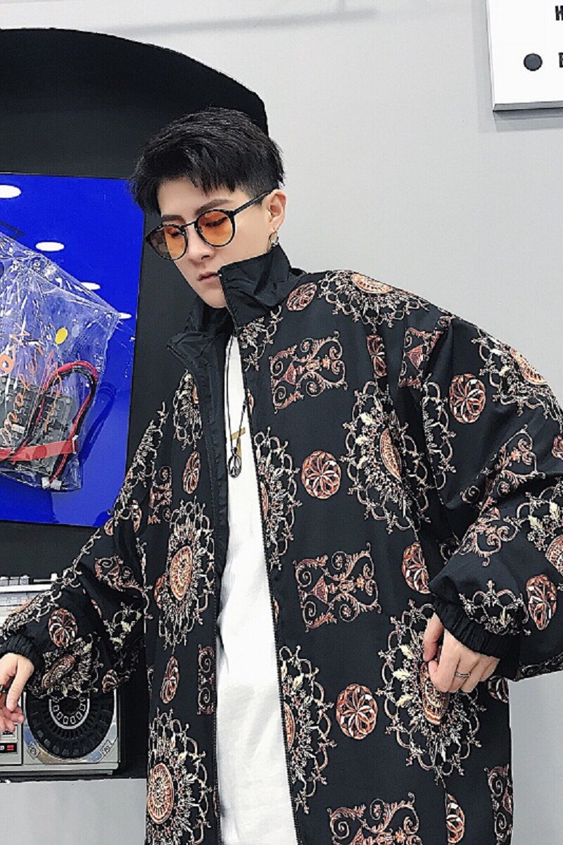 个性印花复古图案男夹克上衣翻领长袖外套青春流行A345-108-P85,男装夹克,电商A345