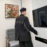 早秋原创时尚休闲款金属流苏配饰西服外套男上衣潮A345-1121-P135，男装西服，电商A345