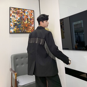 早秋原创时尚休闲款金属流苏配饰西服外套男上衣潮A345-1121-P135图片