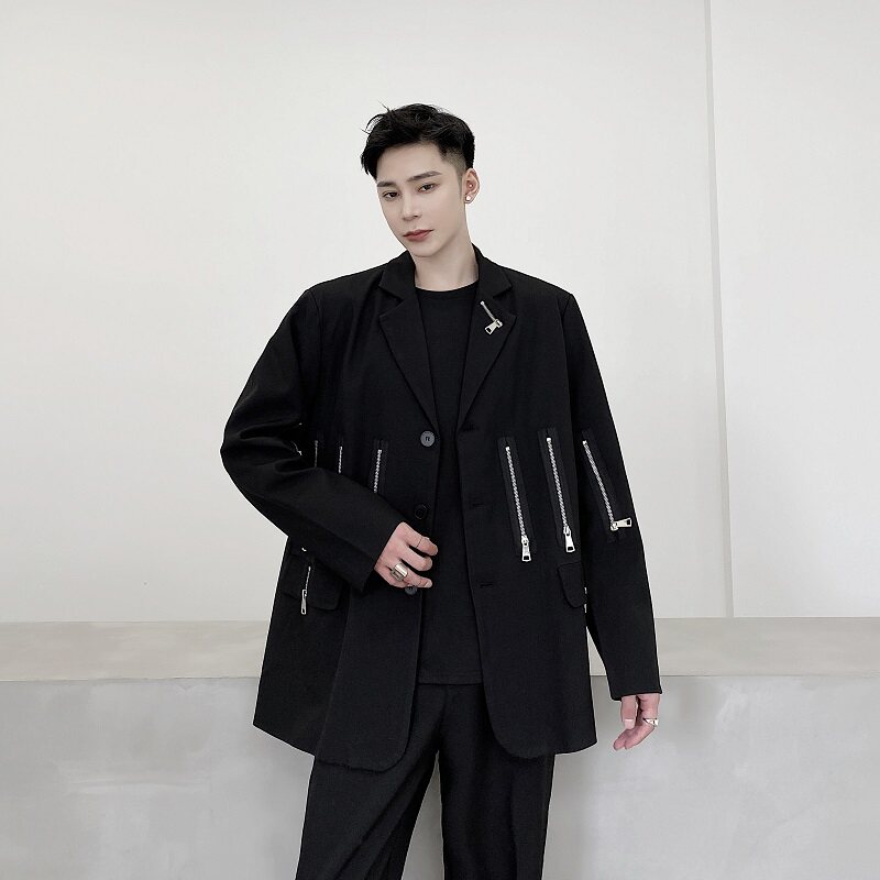 男西装外套走秀款拉链拼接西服上衣潮A345-1507-P135,男装西服套装,电商A345