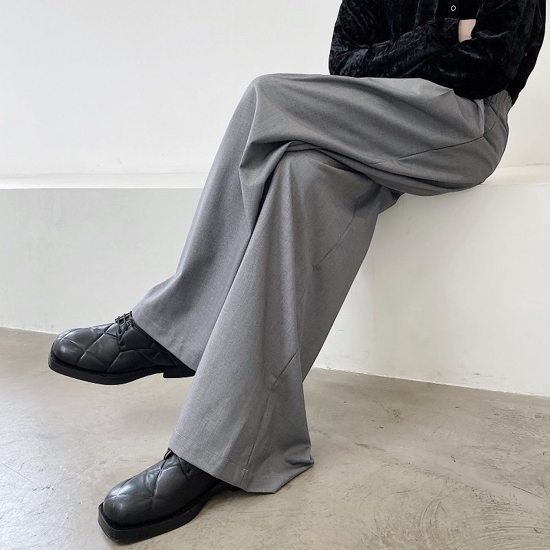 宽松阔腿裤2025秋季新款灰色休闲裤垂感拖地裤长款1300-P75,男装休闲裤,电商A345