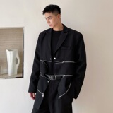 2025年春季新款立体裁剪可拆卸拉链拼接金属西装男A345-1866-P145，男装西服套装，电商A345