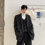 秋冬小香风长袖假二件西服上衣时尚宽松粗花呢外套A345-1130-P135，男装西服，电商A345