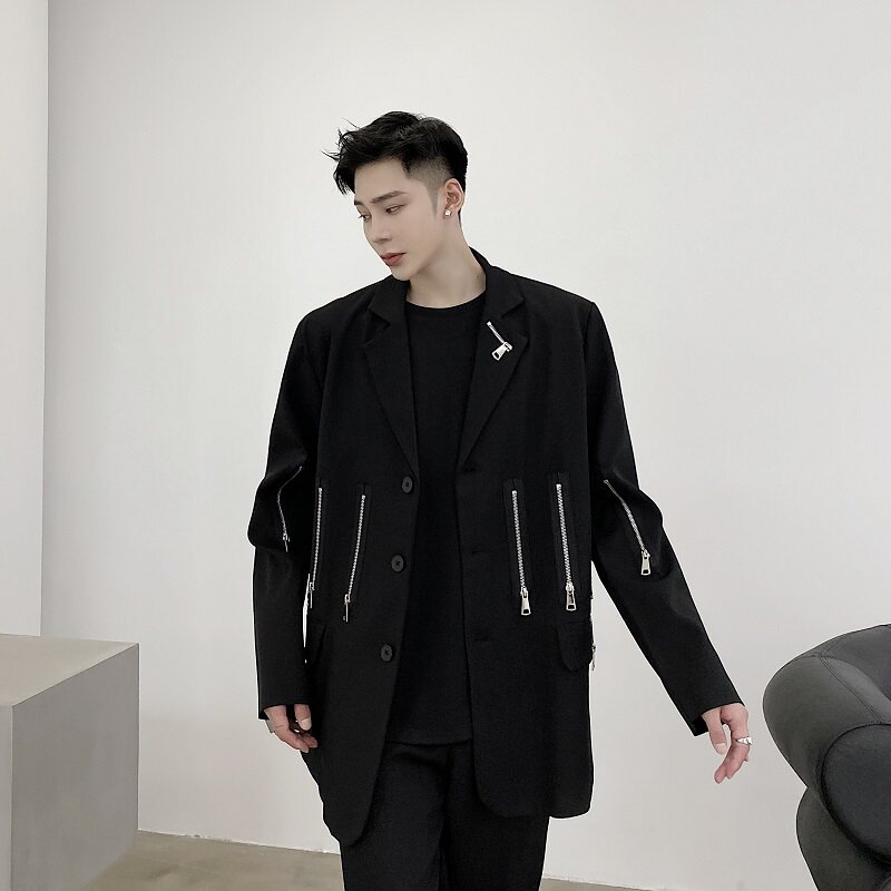 男西装外套走秀款拉链拼接西服上衣潮A345-1507-P135,男装西服套装,电商A345