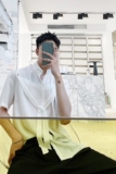 夏季超薄男白衬衣胸前飘带设计小众百搭燕尾上衣A345-1202-P65，男装衬衫，电商A345