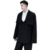 新款男超短长袖黑西服马甲二件套A345-1218-P135，男装西服，电商A345