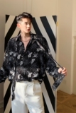 2020BFY新款椰树叶印花韩版长袖衬衣男领带装饰A345-1181-P75，男装衬衫，电商A345