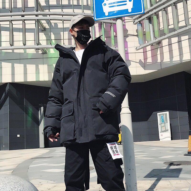 冬季加厚连帽工装立体口袋潮黑色棉衣A345-1019-P155,男装棉衣,电商A345