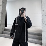 2025秋款复古风不规则宽松长袖时尚洋气黑色衬衣男A345-1207-P75,男装衬衫,电商A345,四季星座 2025秋款复古风不规则宽松长袖时尚洋气黑色衬衣男A345-1207-P75,男装衬衫,电商A345,四季星座