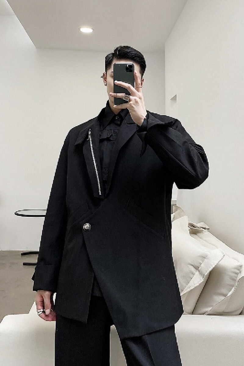 红西服上衣拉链装饰斜插袋外套男A345-1308-P125,男装西服,电商A345