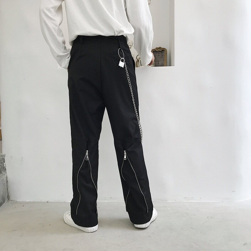 秋季宽松阔腿裤拉链调节设计感男百搭长裤青春流行A345-1908-P75图片