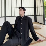 新中式纽扣设计垫肩立领长袖宽松西服风复古外套1921P135，男装西服，电商A345
